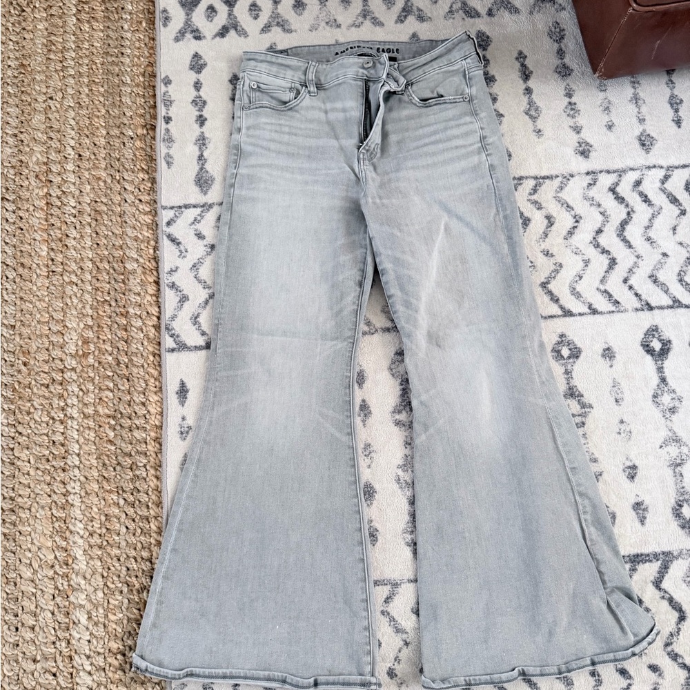 American Eagle Outfitters Light Gray Flare Jeans
